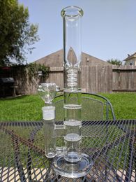 13" inch Glass Water Pipe Bong - Triple Honeycomb + Showerhead Percolators