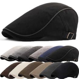 Stingy Brim Hats Lot Style Mens Beret 2021 Spring/Summer Leisure Street News Boys Retro British Hat Wild Octagonal Fashion Q240403