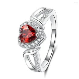 With Side Stones Seanlov Big Crystal Silver Wedding Rings 4 Colours Red Pink Rhinestone Heart Hollow Wing Like Angel Engagement Ring For