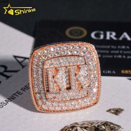 Luxury Custom Jewellery Hip Hop Vvs Moissanite Diamond Ring Bling Iced Out Initial KK Moissanite Championship Ring For Mens