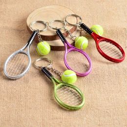 Keychains Lanyards Cute Sports Mini Tennis Stand Pendant Keychain Finder Hole Accessories Youth Fan Gift #1-17162 Q240403