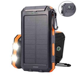 Solar Power Bank Mah Waterproof Portable Solar Charger Power Bank External Battery Power Bank With Led Camping Light J2205312058076