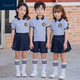 Summer children short sleeve sport clothes primary middle school students uniform setkids sports wear track suit 240328