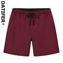 Datifer Summer Mens Shorts Solid Color Gym Mesh Liner With Zipper Pockets Beach Quick Dry Bermudas Masculina Swimsuits 240407