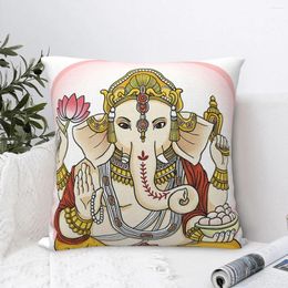 Pillow Hand Painted Elephant Head Polyester Cover Hindu India God Gods Ganesh Decorative Hug Pillowcase Throw