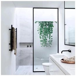 Window Stickers Self-adhesive Electrostatic PVC Sticker Green Leafs Decorative Privacy Protection Glass Film For Bedroom Bathroom