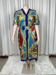 Women's Swimwear 2024 Silk Maxi Dress Summer Beach Bohemian Robe African Batwing Short Sleeve Scarf Saudi Arabian Headband Kaftan B35