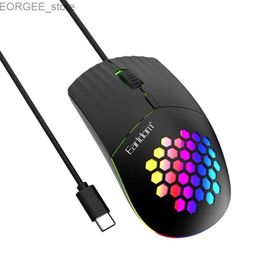 Mice C-type Mouse USB C-cable Game Mouse Ergonomic 7 RGB Backlight 1600DPI Adjustable Laptop Desktop PC Pad Y240407