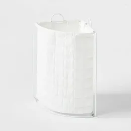 Laundry Bags Quilted Canvas Collapsible Corner Kids' Hamper White Functional Storage Double Handles Space Saving Fit