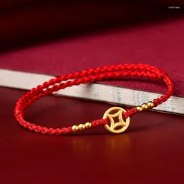 Charm Bracelets Fashion Red Rope Copper Coin Lucky For Women Men Size Adjustable Handmade Bangles Jewellery