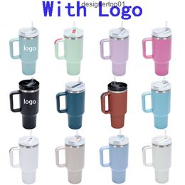 Stanleliness Quencher H20 40 oz Stainless Steel Tumblers Cups With Silicone Handle Lid and Straw 2nd Generation Car Mugs Vacuum Insulated 40oz Water Bottles Goo ZGOU