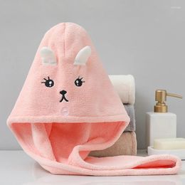 Towel Microfiber Quick Drying Cap Coral Velvet Triangle Cartoon Embroidery Dry Hair Household Absorbent