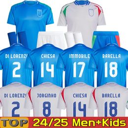 2024 Euro Cup Italy Soccer Jersey 24 25 Maglia Italia National Team Football Shirt Men Kids Kit Full Set Italian Home Away CHIESA BARELLA JORGINHO FRATTESI