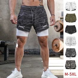 Summer Mens Shorts Youth Vacation Two-piece Sports Capris Multi Pocket Running Training and Fitness Pants