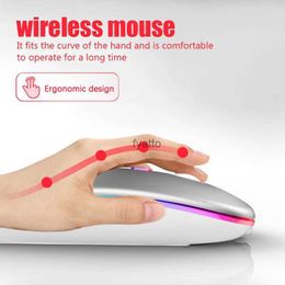 Mice Rechargeable Bluetooth wireless mouse with 2.4GHz USB RGB 1600DPI suitable for laptops tablets PCs Macbook gaming mice game consoles H240407 QP2X