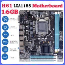 Motherboards H61 Motherboards LGA 1155 DDR3 Memory 16GB MATX Desktop Mainbord For LGA1155 Socket Core i3 i5 i7 CPU HDMI VGA Main Board