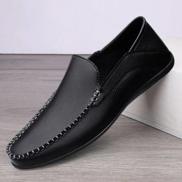 Casual Shoes Genuine Leather Men Luxury Formal Mens Loafers Moccasins Italian Breathable Slip On Male Boat Plus Size 46 47