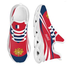 Casual Shoes INSTANTARTS French Trendy National Flag And Emblem Printing Lightweight Outdoor Thick Bottom Knitting Thread