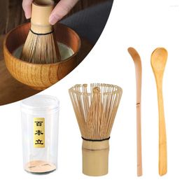 Spoons 3Pcs Tea Set Japanese Matcha Whisk Chasen Spoon And Scoop Chashaku Natural Bamboo Tools Accessory