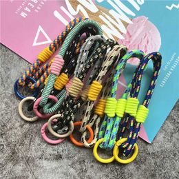 Keychains Lanyards Keychain Cotton Thread Hanging Rope Coloured Metal Automotive Accessories Exquisite Bag Decorative Gift Q240403