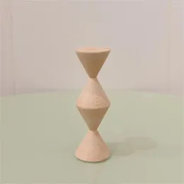 Candle Holders Candlestick Ornaments Table Decoration Simple Creative Log Carving 2024 Endless Column Solid Wooden