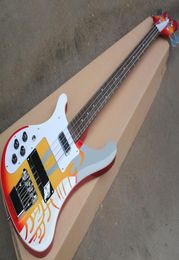 LeftRight Handed 4 Strings Sticker Electric Bass with White PickguardRosewood Fretboard with Dot InlayCan be Customised As Requ3500662