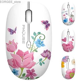 Mice M101 Wireless Mouse 2.4G Cute Silent Optical Cartoon Computer Mouse with USB Receiver 1600DPI Suitable for Notebook Gifts Macbook Y240407