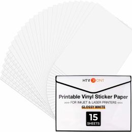 Printers Htvront 15 Sheets 11x8.5inch Glossy/matte Printable Vinyl Sticker Paper A4 Selfadhesive Copy Paper for Inkjet & Laser Printer