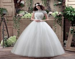New Arrive Korean Style Large Size Vintage Wedding Dress Lace Embroidery Diamond Bride Dress Custom Made Size1028833