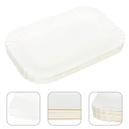 Disposable Dinnerware 100 Pcs Cutlery Rectangular Paper Plate Birthday Cake Plates Mini Serving White Dessert Baby