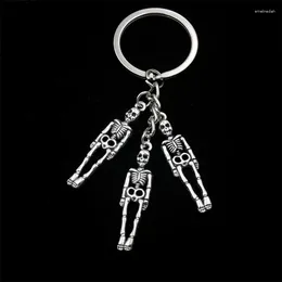Keychains Punk Antique Silver Colour Skull Keychain For Men Women Alloy Yoga Skeleton Charms Keyring Key Chain Jewellery Gift