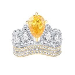 Luxurious Crown Shaped S925 Silver Ring High Carbon Zirconia Fashion Jewellery for Women Stunning Stone Setting