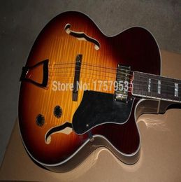 2015 china factory custom Top Quality New Custom Tiger maple Sunburst Semi Hollow L5 Jazz electric guitar 513037757