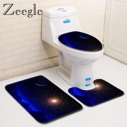 Bath Mats Zeegle 3pcs Creative Rug Set Washable Bathroom Toilet U Type Mat Microfiber Pedestal Floor Carpet