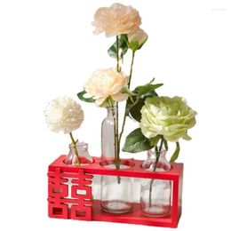 Vases Glass Vase Tabletop Flower Arrangement Wooden Transparent And Minimalist Hydroponic Decoration Free Of