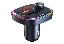 C13 Car Kit Charger Bluetooth 50 FM Transmitter RGB Atmosphere Light MP3 Player Display Wireless Hands Audio Receiver with Re3099347