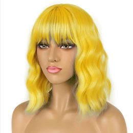 Wigs HAIRJOY Synthetic Hair Wigs Women Short Yellow Wig 3 Styles with Bangs for Costume