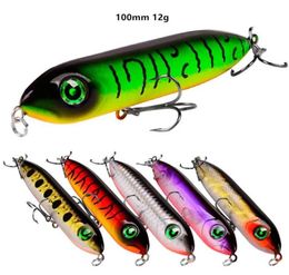 100mm 12g Pencil Fish Hook Hard Baits Lures 6 Treble Hooks 6 Colours Mixed Plastic Fishing Gear 6 Pieces lot WHB73200706