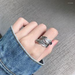 Cluster Rings 925 Sterling Silver Feather Adjustable Ring For Fashion Women Men Party Vintage Fine Jewellery Accessories Gifts Wholesale