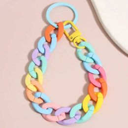 Keychains Lanyards Colourful Acrylic Plastic Link Chain Keychain Creative Handmade Anti-lost Phone Key Ring For Women Girls DIY Jewellery Gifts Q240403
