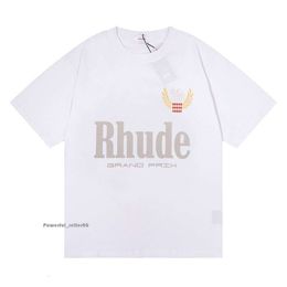 Rhude Shirt Ins Hot Spring Summer T Shirt American Luxury Rhudes Skateboard Mens Designer T Shirt Women Men Casual Good Rhudes T-shirt 5243