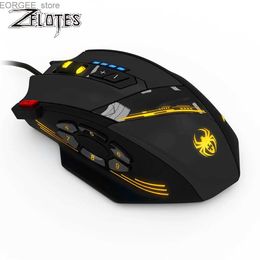 Mice ZELOTES C-12 Wired Mouse USB Optical Gaming Mouse 12 Programmable Button Computer Gaming Mouse 4 Adjustable DPI 7 LED Light Mouse Y240407
