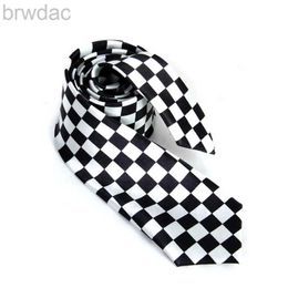 Neck Ties Polyester yarn Necktie Neck Tie with Black White Plaid Checkered Ties for Mens Detachable Collars Removable Ties Apparel Acc 240407