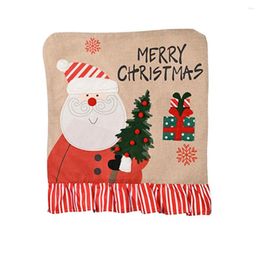 Chair Covers Home Kitchen Chairs Christmas Ornament Creative Santa Claus Cover Burlap Striped Stool Party Decorations