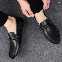 Casual Shoes 2024 Male Comfortable Office Footwear Loafers Men Classic Mens Slip On Genuine Leather Lightweight