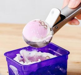 2Pcs Ice Cream Scoop Set Large Small Stainless Steel Ice Cream Scooper Frozen Yoghourt Cookie Dough Meat Balls Scoop Kitchen Ice Cre2700313