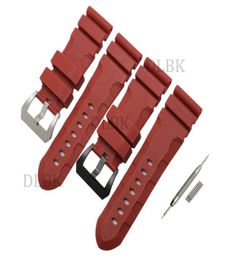24mm 26mm Buckle 22mm Men Watch Band Red Diving Silicone Rubber Sport Bracelet Strap Stainless Steel Buckle for Panerai LUMINOR2926872