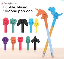 DHL Free Press Bubble Pen Cap Toys Silicone Push Simple Squeeze Stationery Relieve Stress for Student Adult Children BY305880475