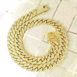 13mm Gold Diamond Hip Hop Cz Miami Cuban Chain Necklace Thick Link