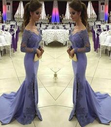 2018 Sheer Elegant Long Sleeves Evening Gowns Lace Appliques Beaded Crystals Mermaid Prom Arabic Party Gowns Dubai Kaftan6367112